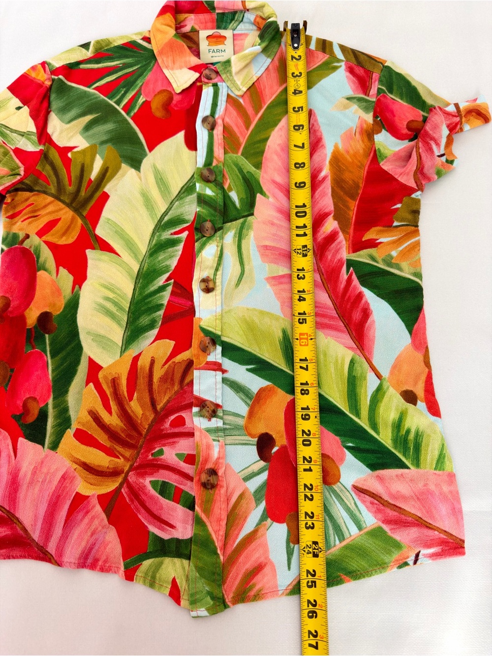 Farm Rio Tropical Print Button Up Shirt XS Rayon Unisex - Picture 5 of 10